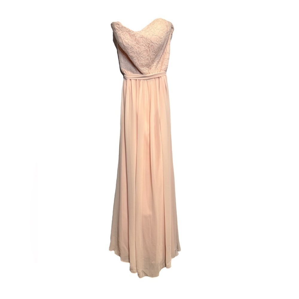 Bill Levkoff pink lace and chiffon sweetheart neck strapless dress size 8